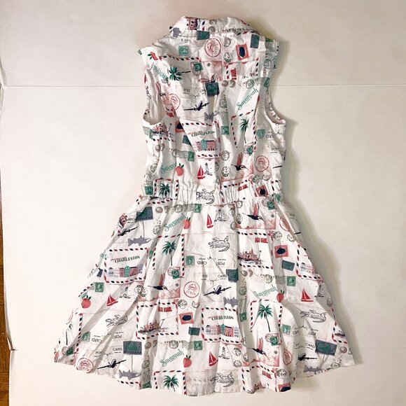 CrewCuts Factory Girls Vintage Southern Postcard Shirtdress, Size 12 - Picture 3 of 5